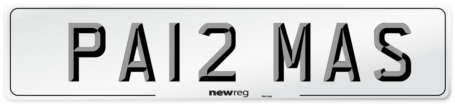 PA12 MAS Number Plate from New Reg
